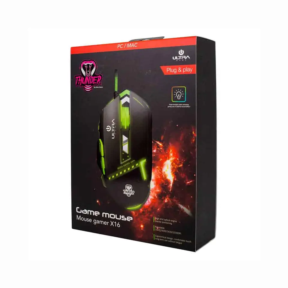 Mouse gamer Ultra Technology X16, retroiluminado (29UTX00X16) 4