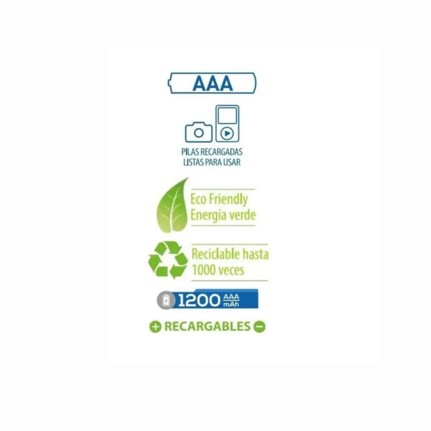 Pila recargable Dblue AAA de 1200mAh – niquel (DBPR2700T) 3