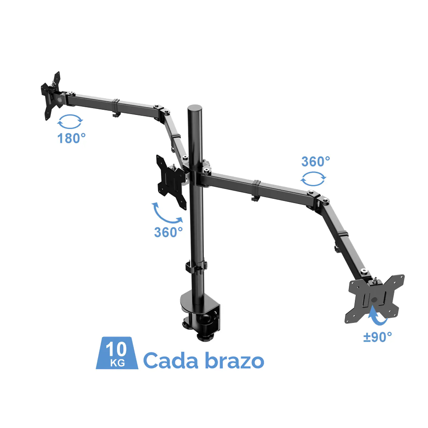 Soporte articulado para 3 Monitores de 13
