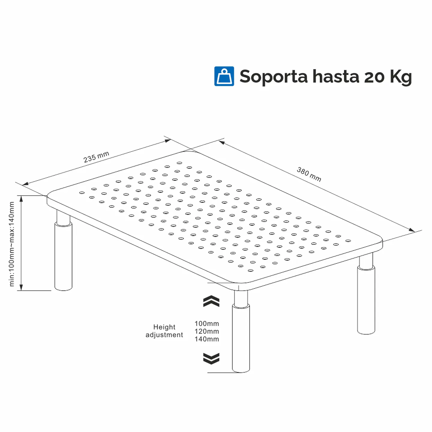 Soporte Base para Monitor, notebook, impresora con 3 niveles 6