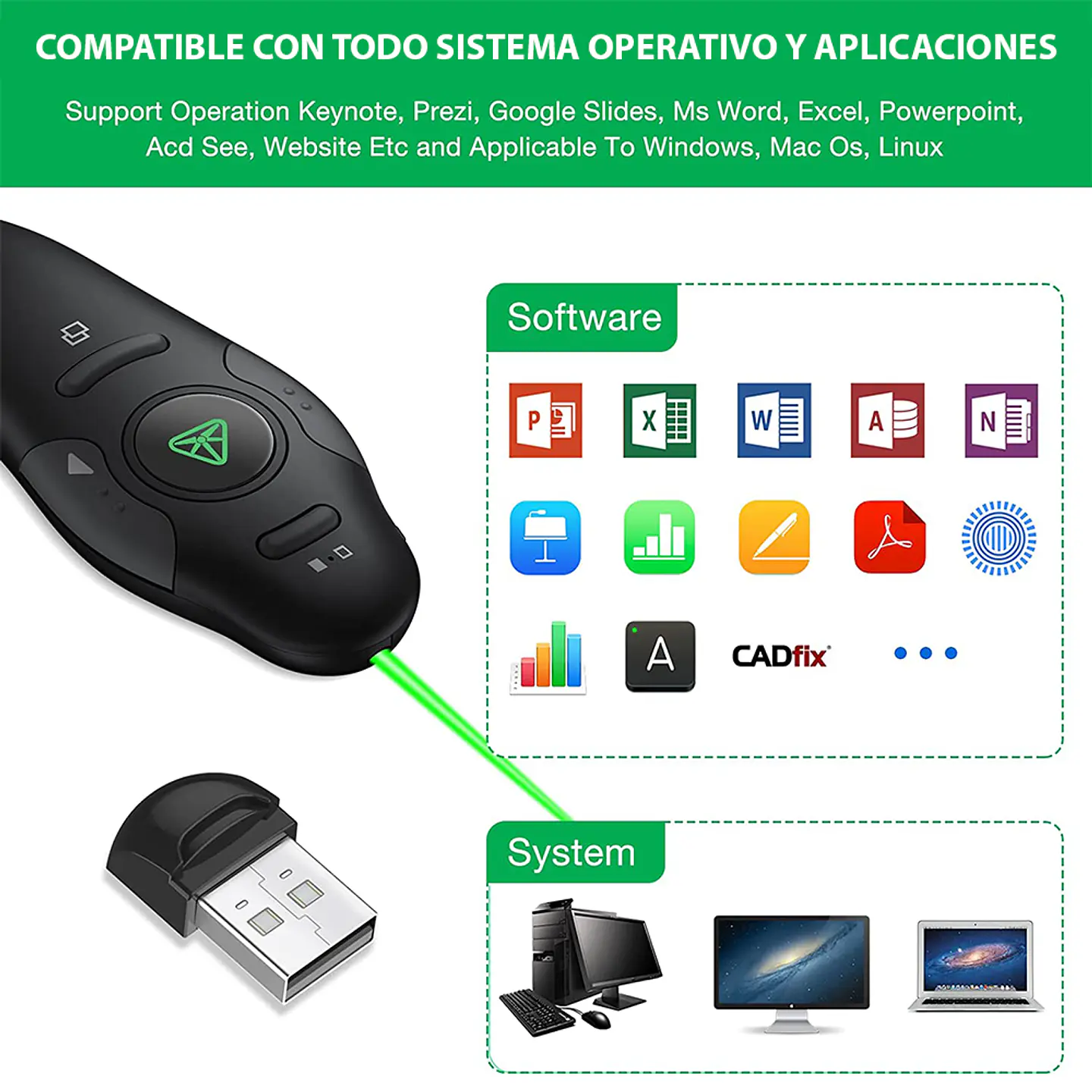Presentador Diapositivas Puntero Ppt Powerpoint Inalámbrico 7
