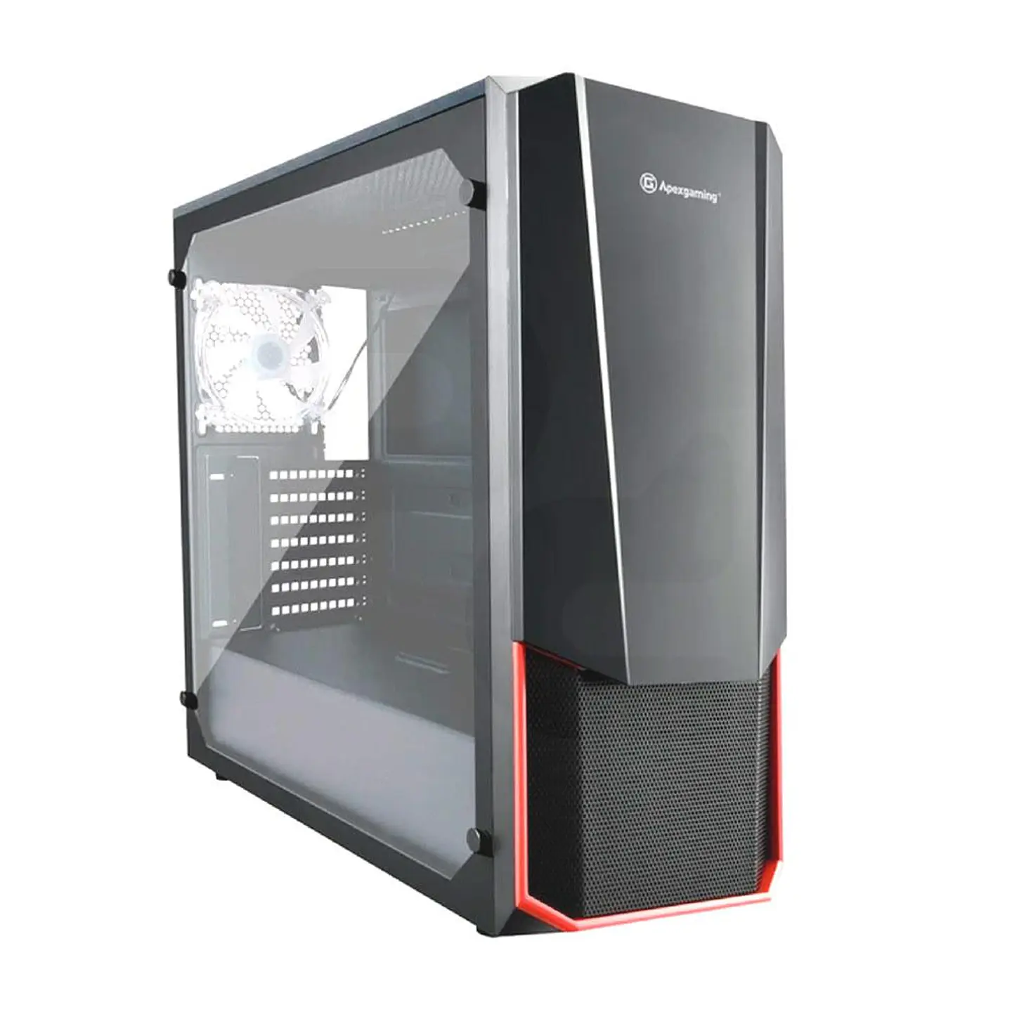 Gabinete E-ATX Apexgaming, modelo Hermès C2, Vidrio Templado, 1 Cooler integrado, USB 3.0 3