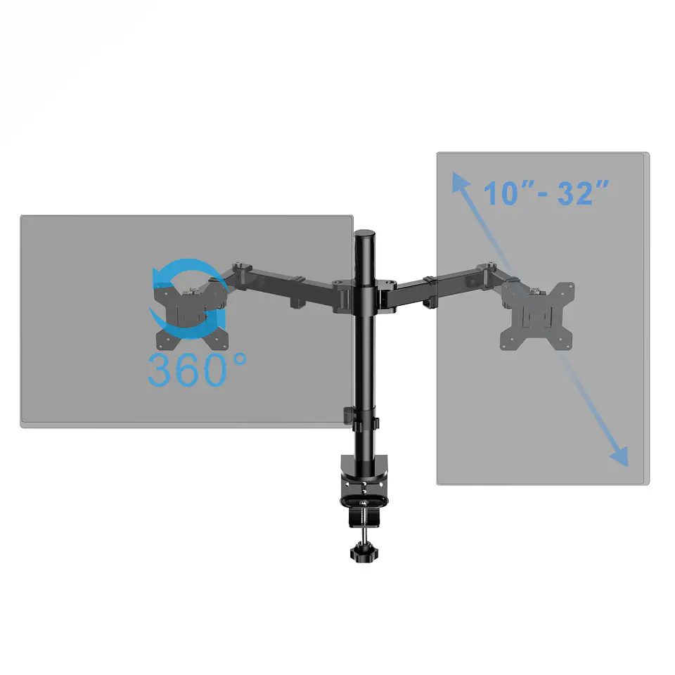 Soporte Doble 2 brazos para Monitor, ajustable base escritorio, 13