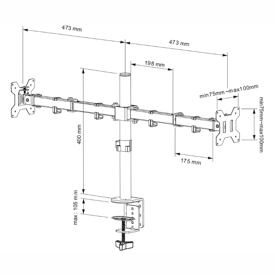 Soporte Doble 2 brazos para Monitor, ajustable base escritorio, 13