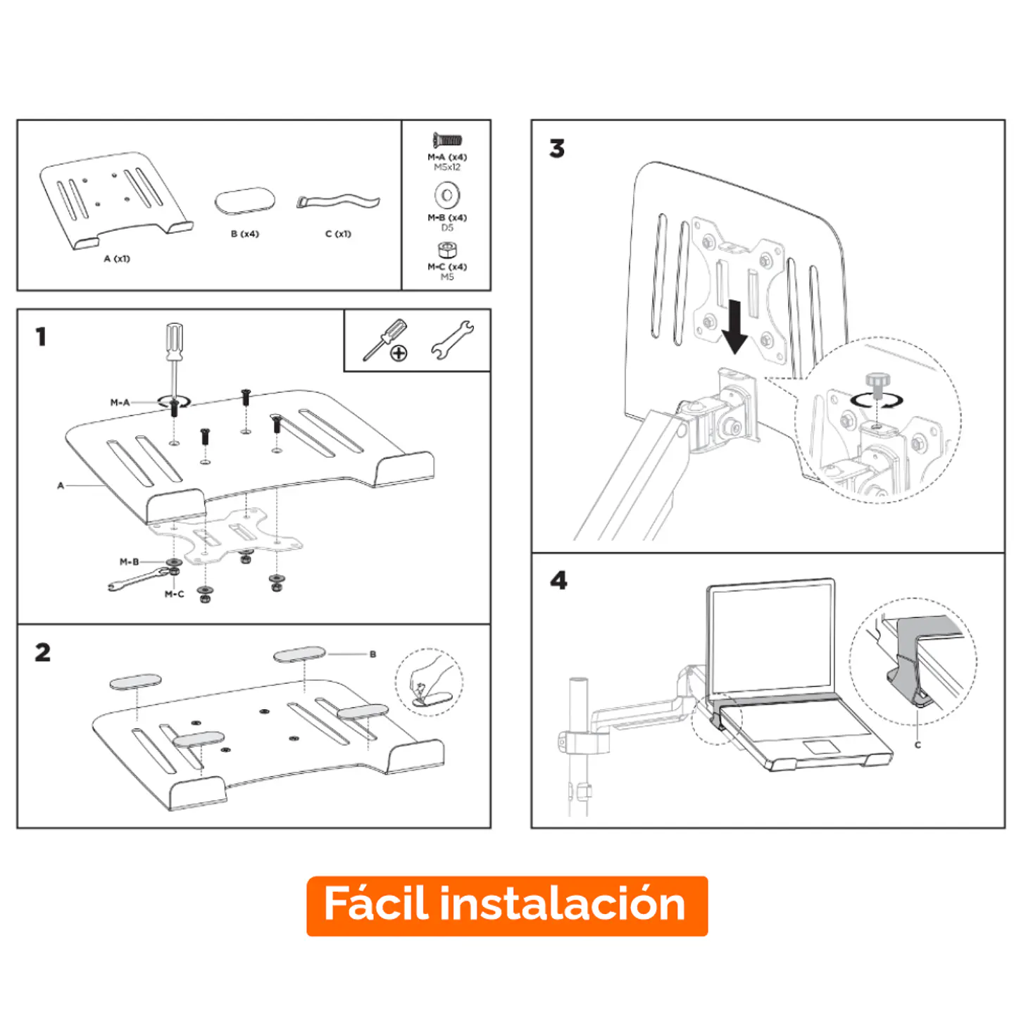 Bandeja de acero para notebook, accesorio de soporte monitor 5