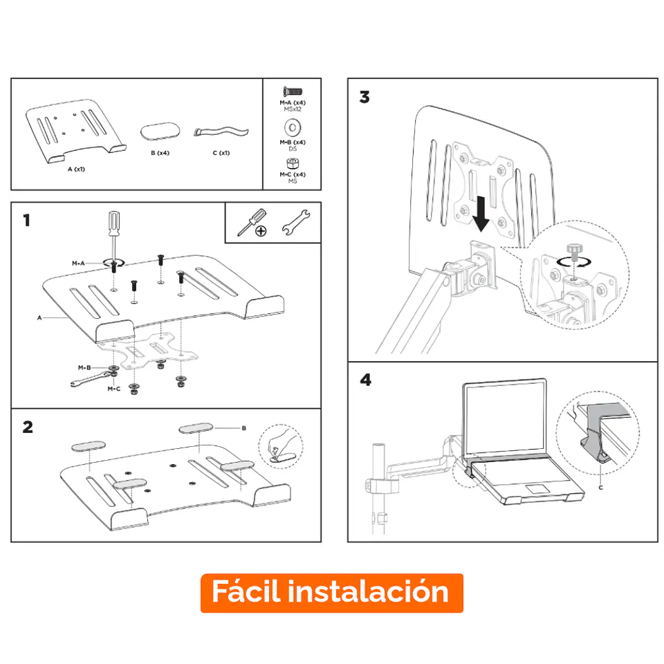 Bandeja de acero para notebook, accesorio de soporte monitor 5