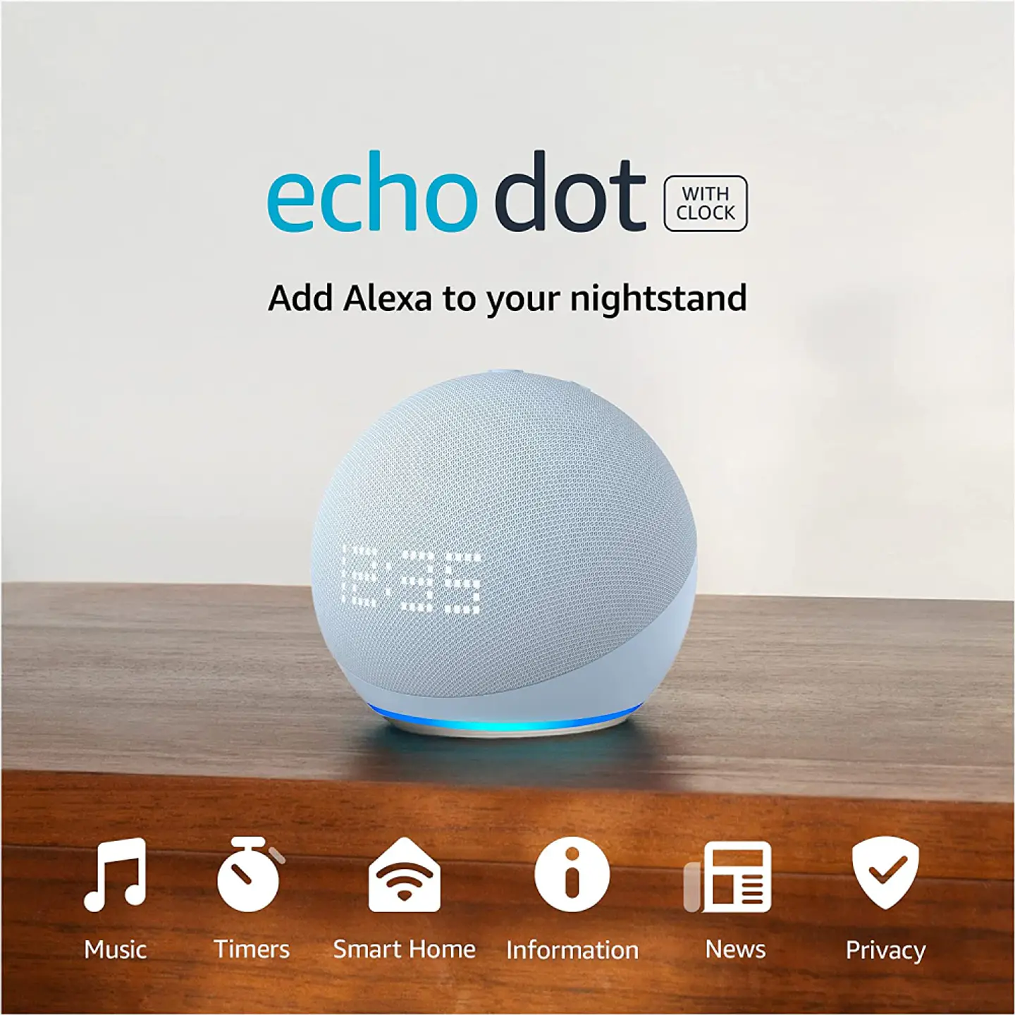 Amazon Echo Dot 5th Gen con reloj y asistente virtual Alexa - Azul 2