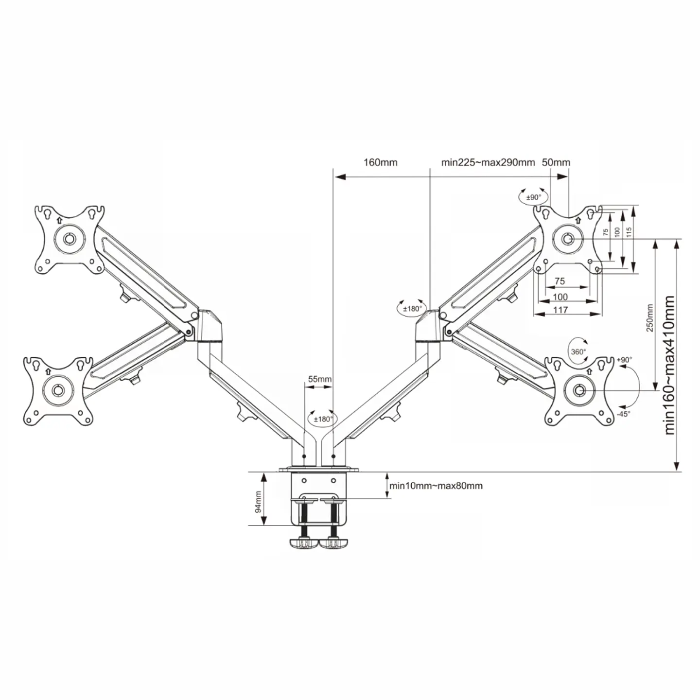 Soporte para Doble Monitor y Notebook con Neumático, 10