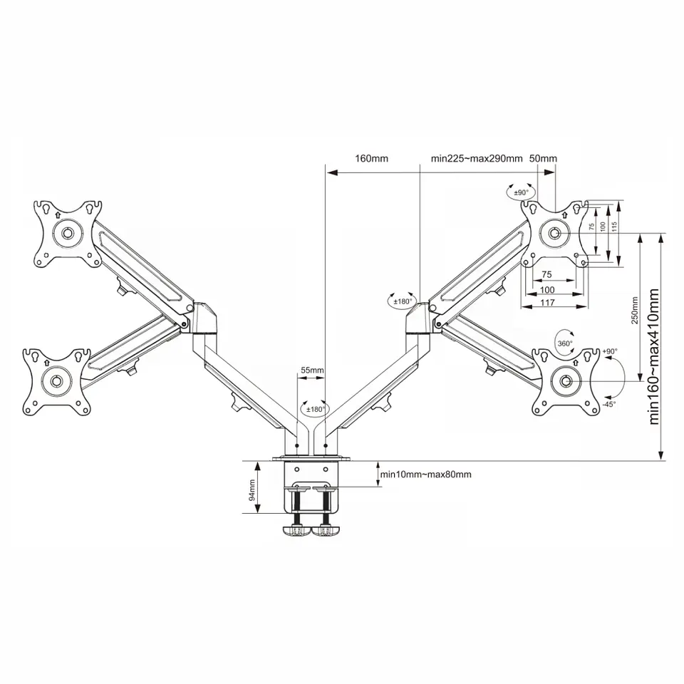 Soporte para Doble Monitor y Notebook con Neumático, 10