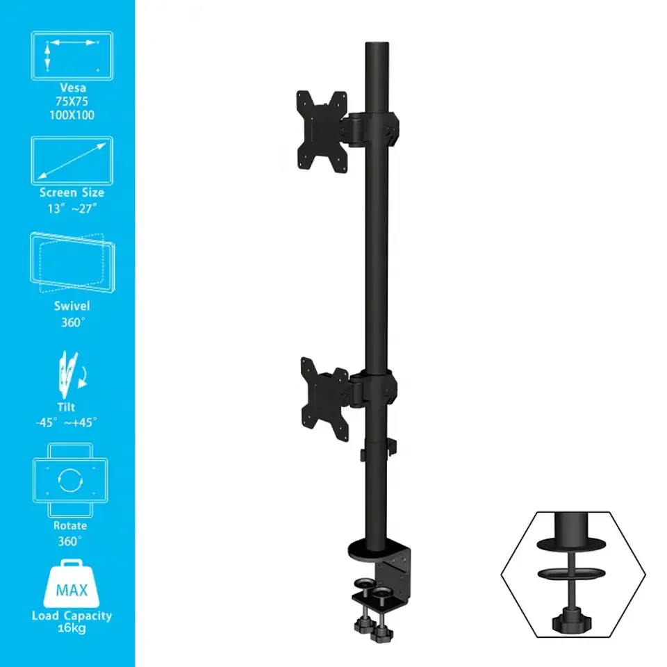 Soporte doble para 2 Monitor o TV Vertical para Escritorio, pantallas de 13