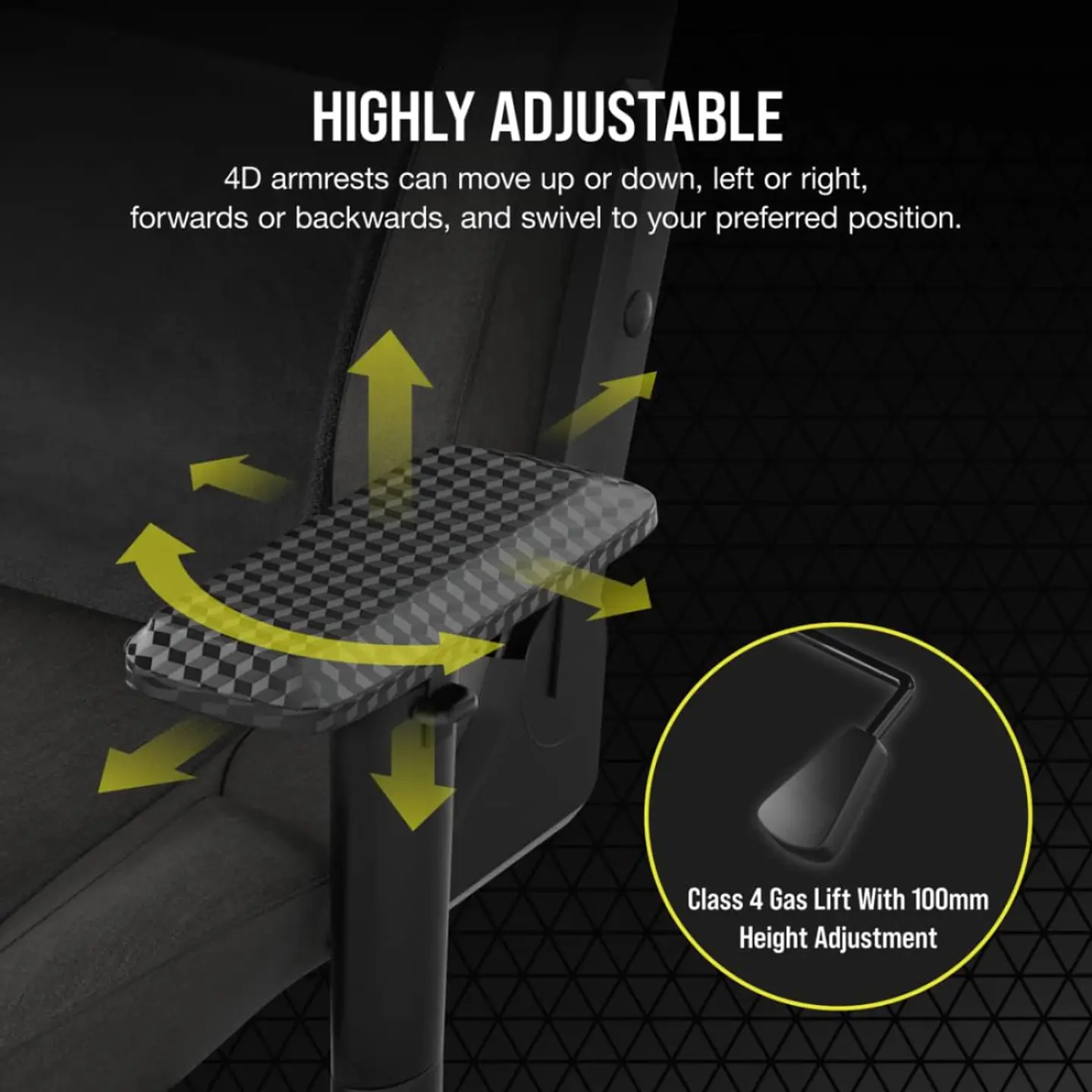 Silla Corsair T3 RUSH Fabric 2023, hasta 120Kg, Carbón 4