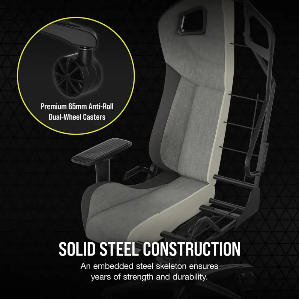Silla Corsair T3 RUSH Fabric 2023, hasta 120Kg, Gris/carbón 5