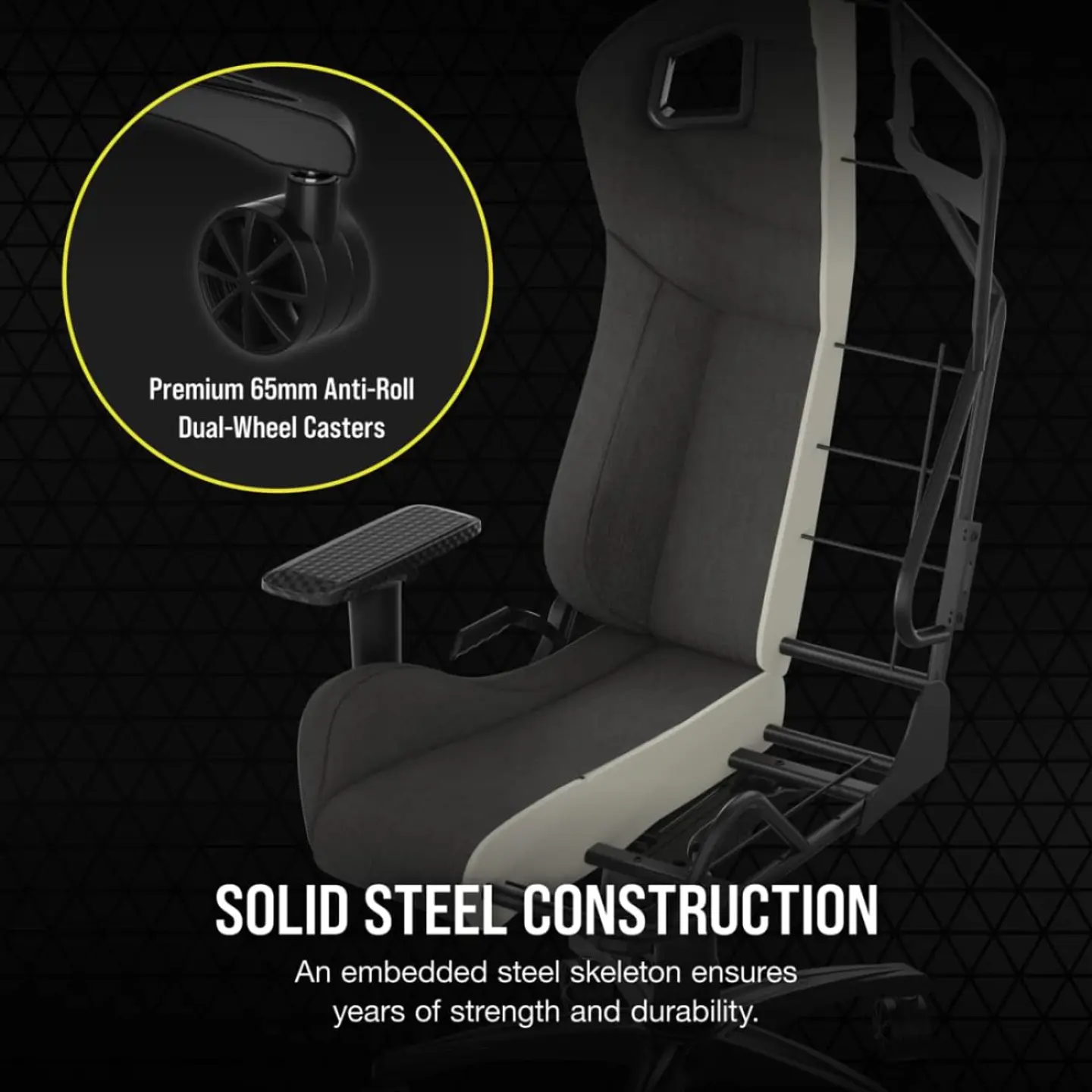 Silla Corsair T3 RUSH Fabric 2023, hasta 120Kg, Carbón 5