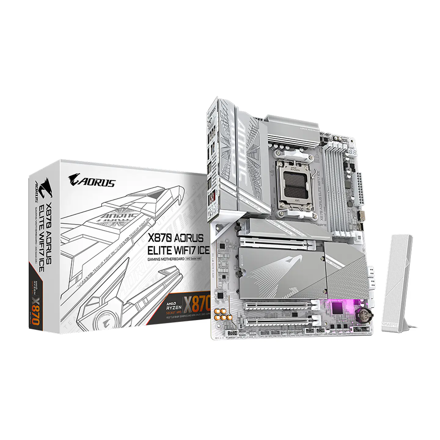 Placa Madre X870 AORUS Elite Wi-Fi 7 ICE, AM5, 4x DDR5, ATX 1