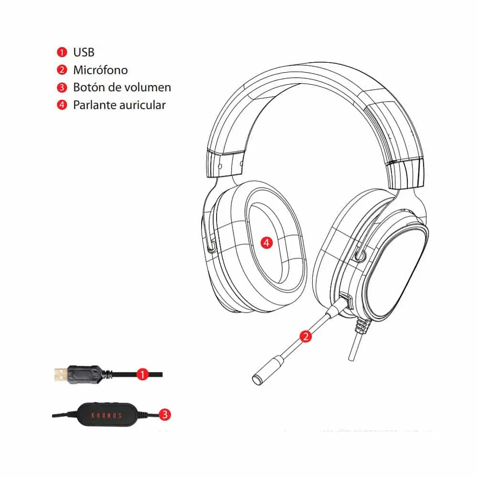 Audífono gamer Kronos Thunder 7.1, conexión USB, alta calidad de sonido 7.1, RGB 6