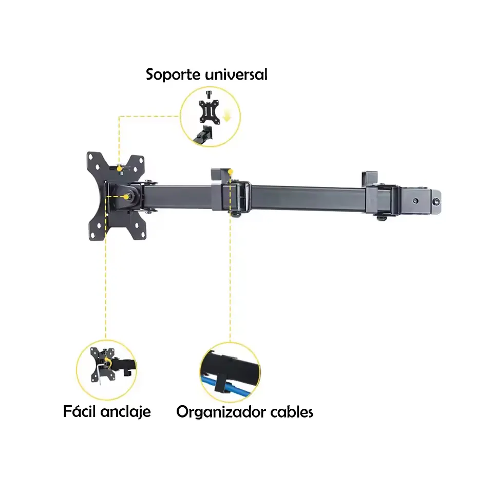 Brazo Articulado De Acero para Monitor 17”-32”, soporta 9kg 3
