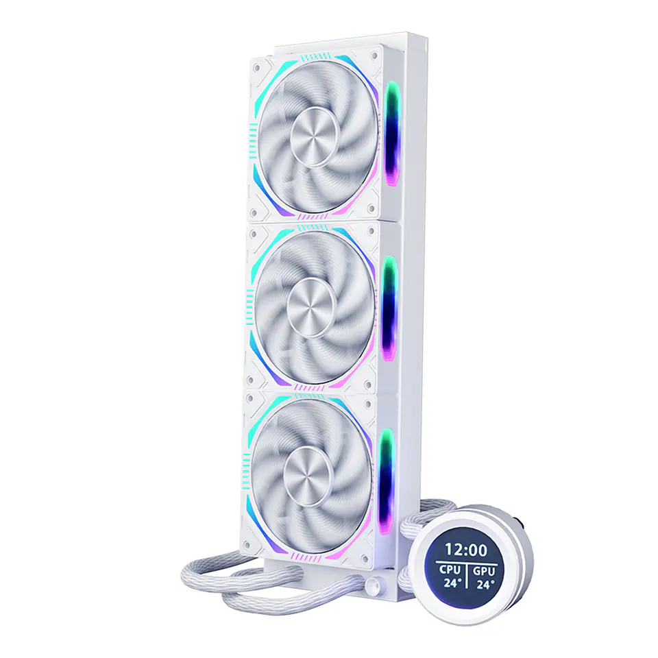 Refrigeración Liquida Kronos ARGB 360mm Pantalla Lcd, Blanco 1