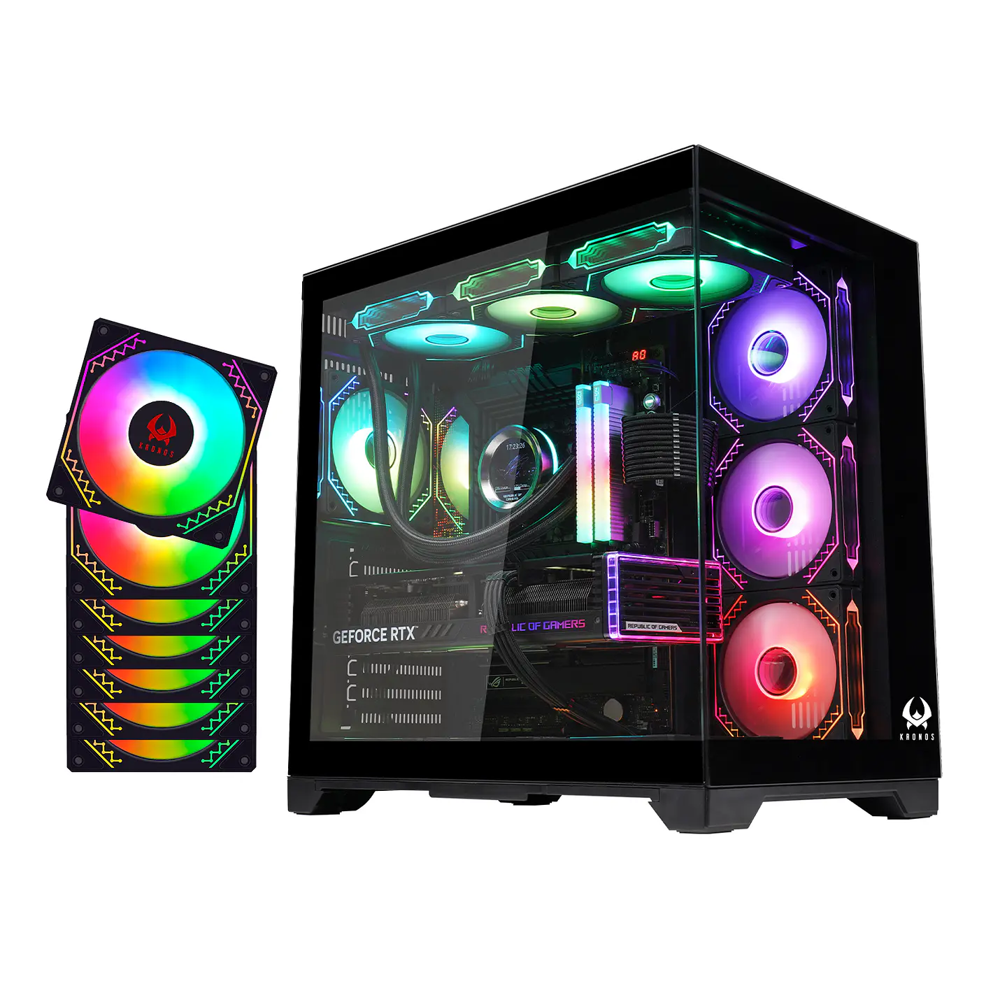 Gabinete Kronos Frost Black, ATX, Panel Vidrio, 7 Fan ARGB 2