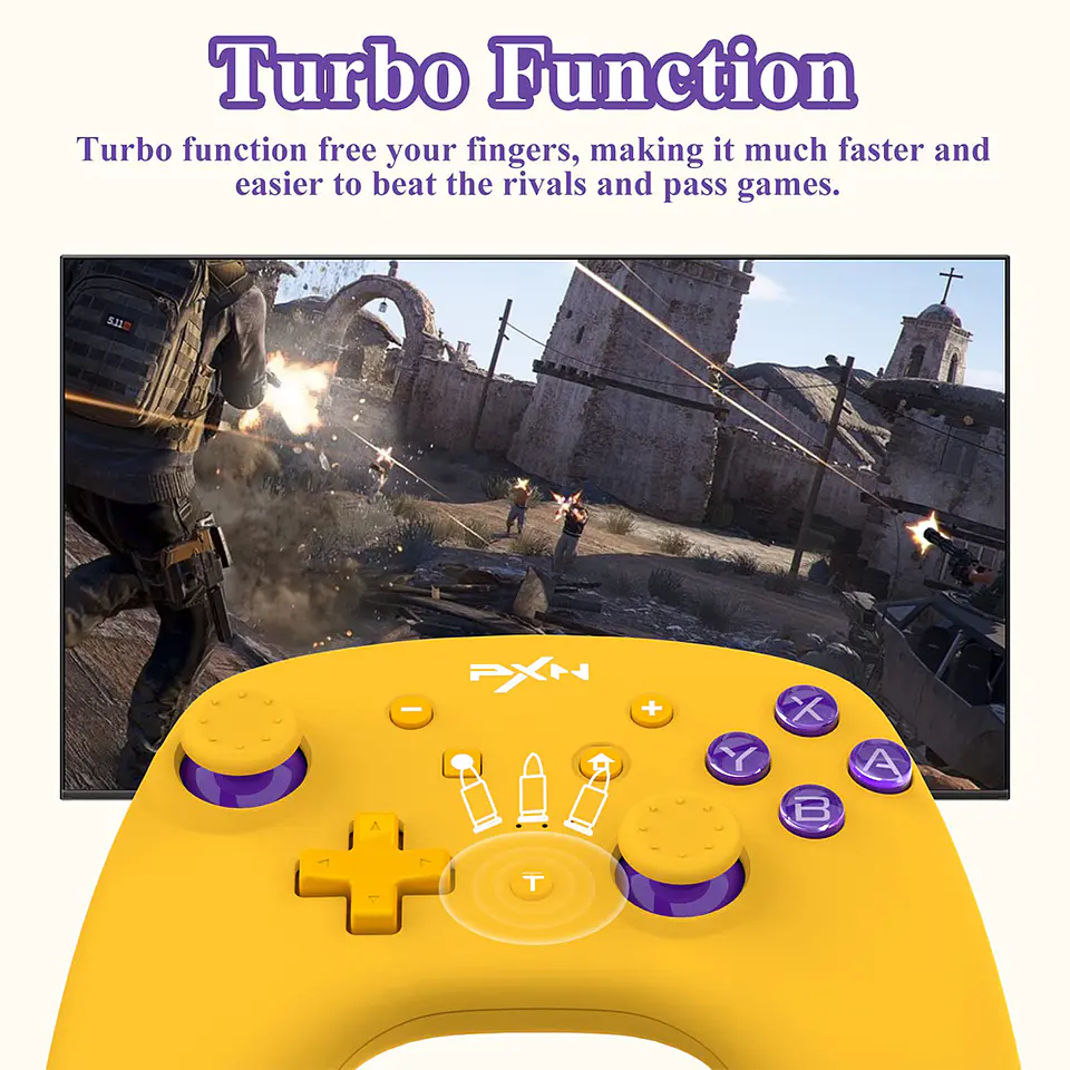 Control Joystick PXN 9607X Bluetooth para Switch, PC -Yellow 6