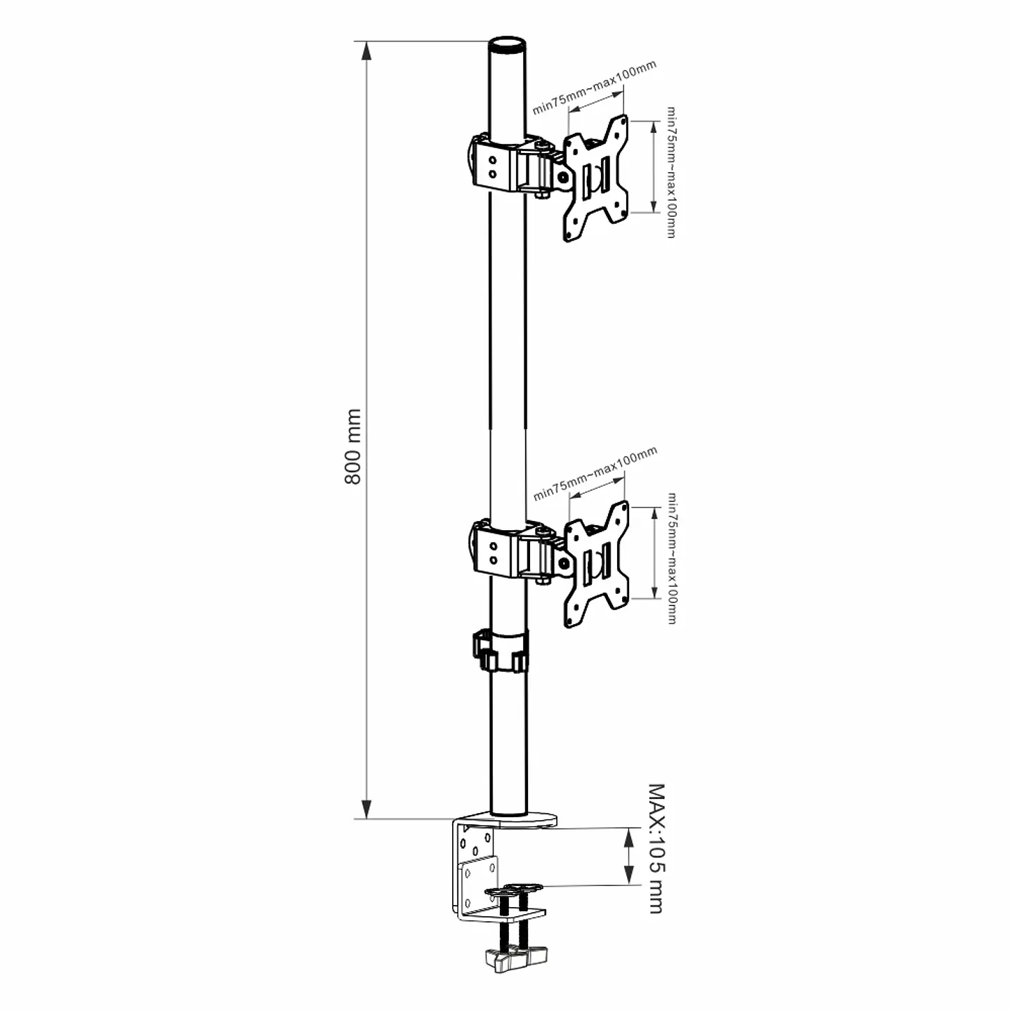 Soporte doble para 2 Monitor o TV Vertical para Escritorio, pantallas de 13