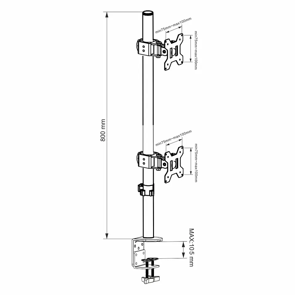 Soporte doble para 2 Monitor o TV Vertical para Escritorio, pantallas de 13