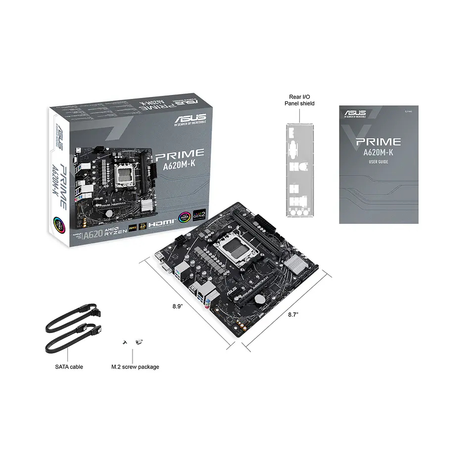 Placa Madre Asus PRIME A620M-K, AM5, DDR5, M.2, MicroATX 7