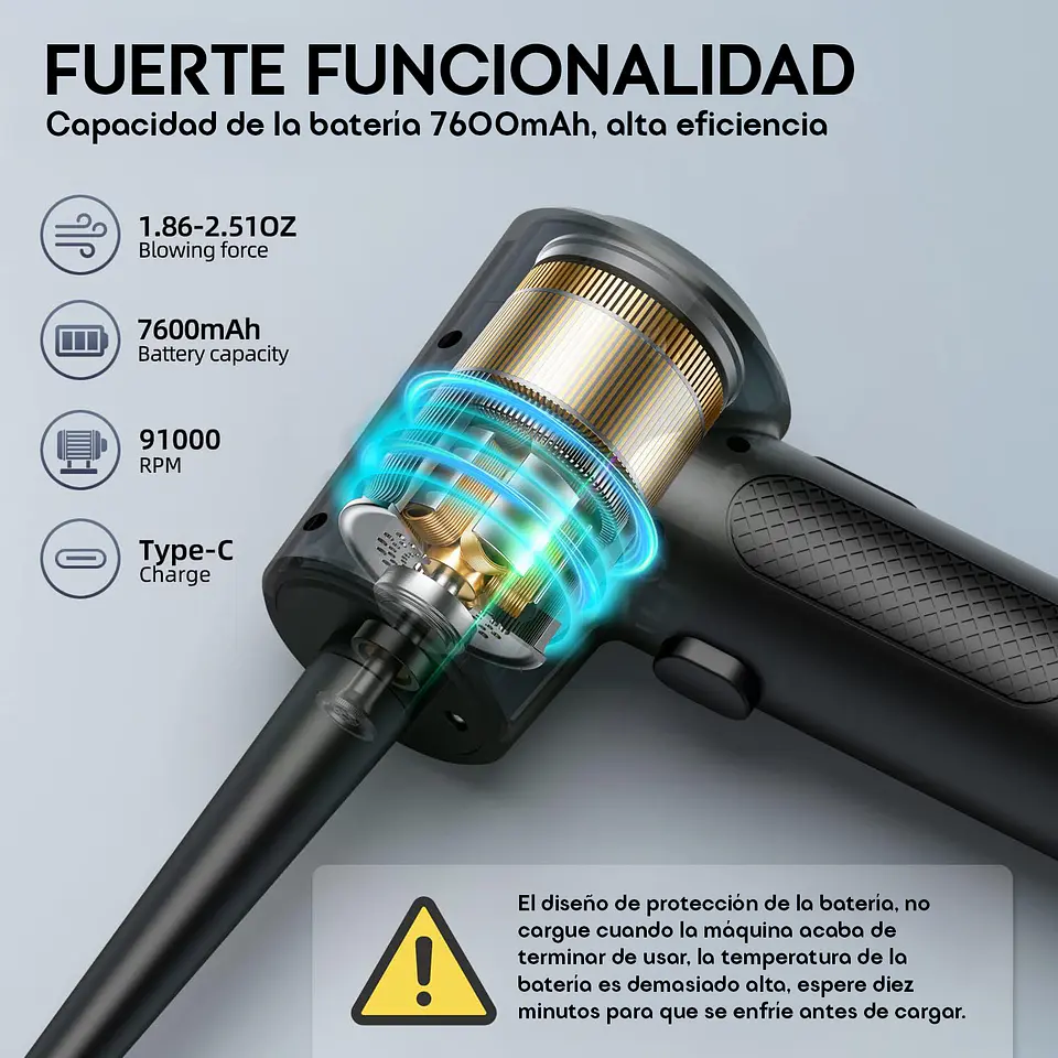 Soplador Eléctrico MultiClean para PCs, Teclados y Autos 6