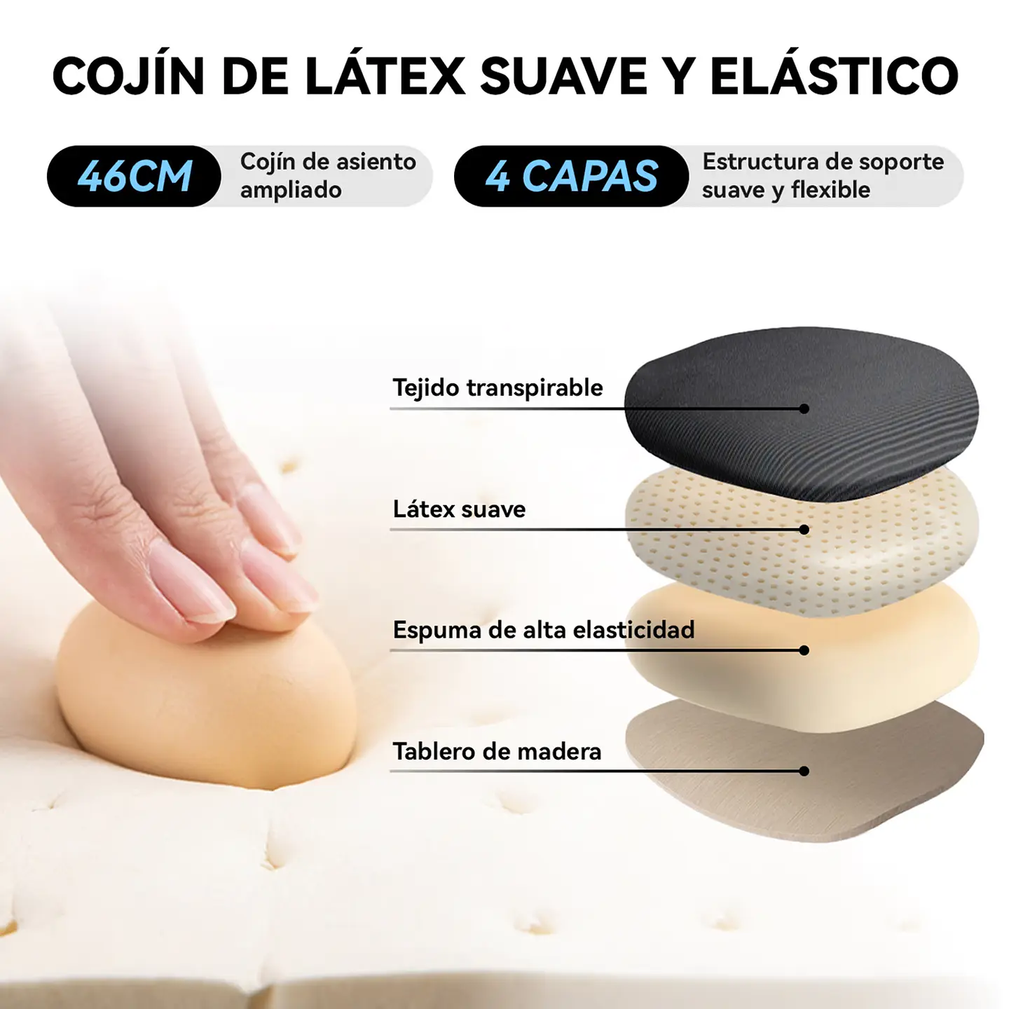 Silla Ejecutiva de Oficina Ergonómica, giratoria, Blanca 6
