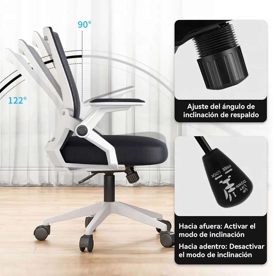 Silla Ejecutiva de Oficina Ergonómica, giratoria, Blanca 7