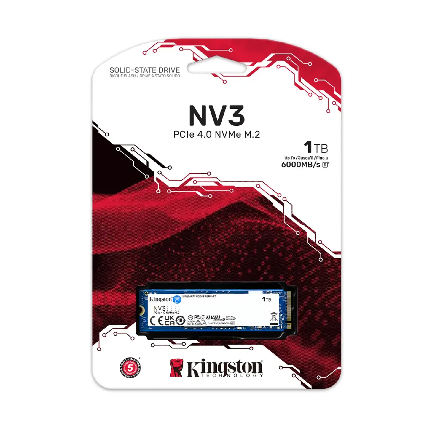 Disco Sólido SSD Kingston NV3 1TB, M.2 Gen4 NVMe 6000MB/S 3