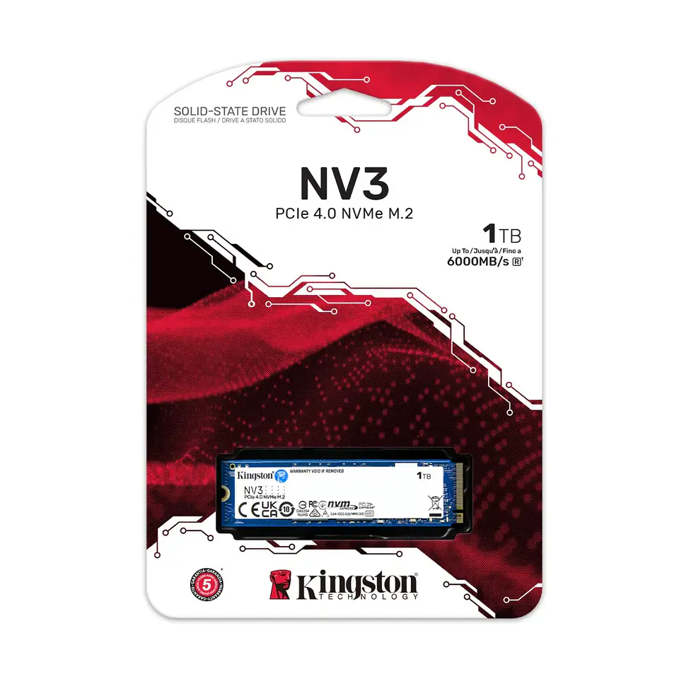 Disco Sólido SSD Kingston NV3 1TB, M.2 Gen4 NVMe 6000MB/S 3