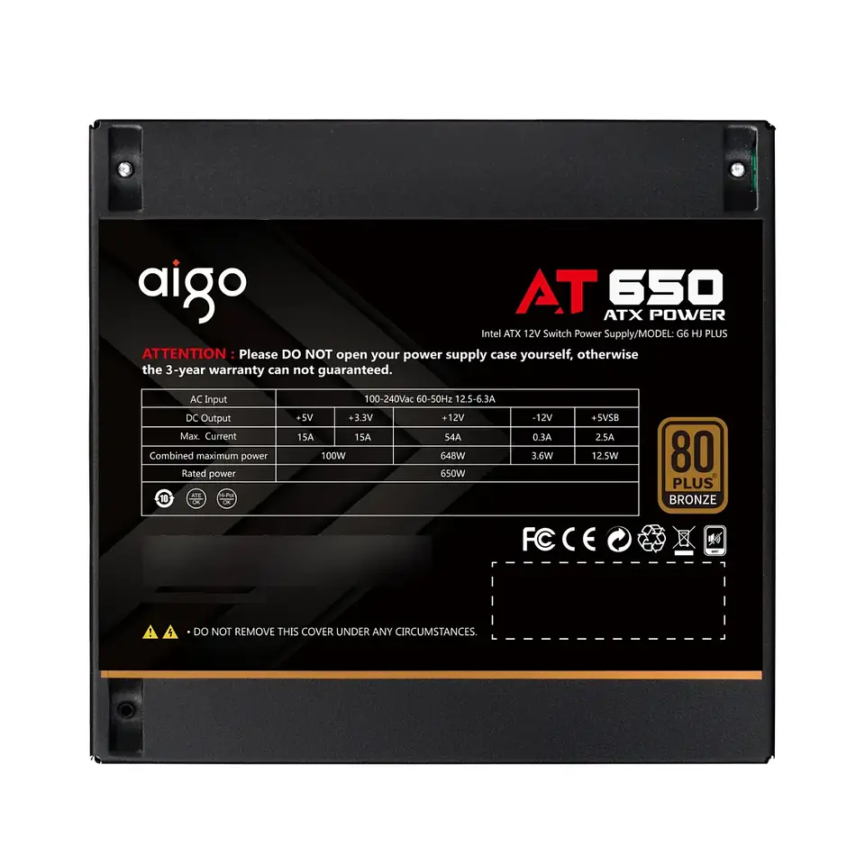 Fuente de Poder Aigo AT750 750W 80 Plus Bronze ATX 3