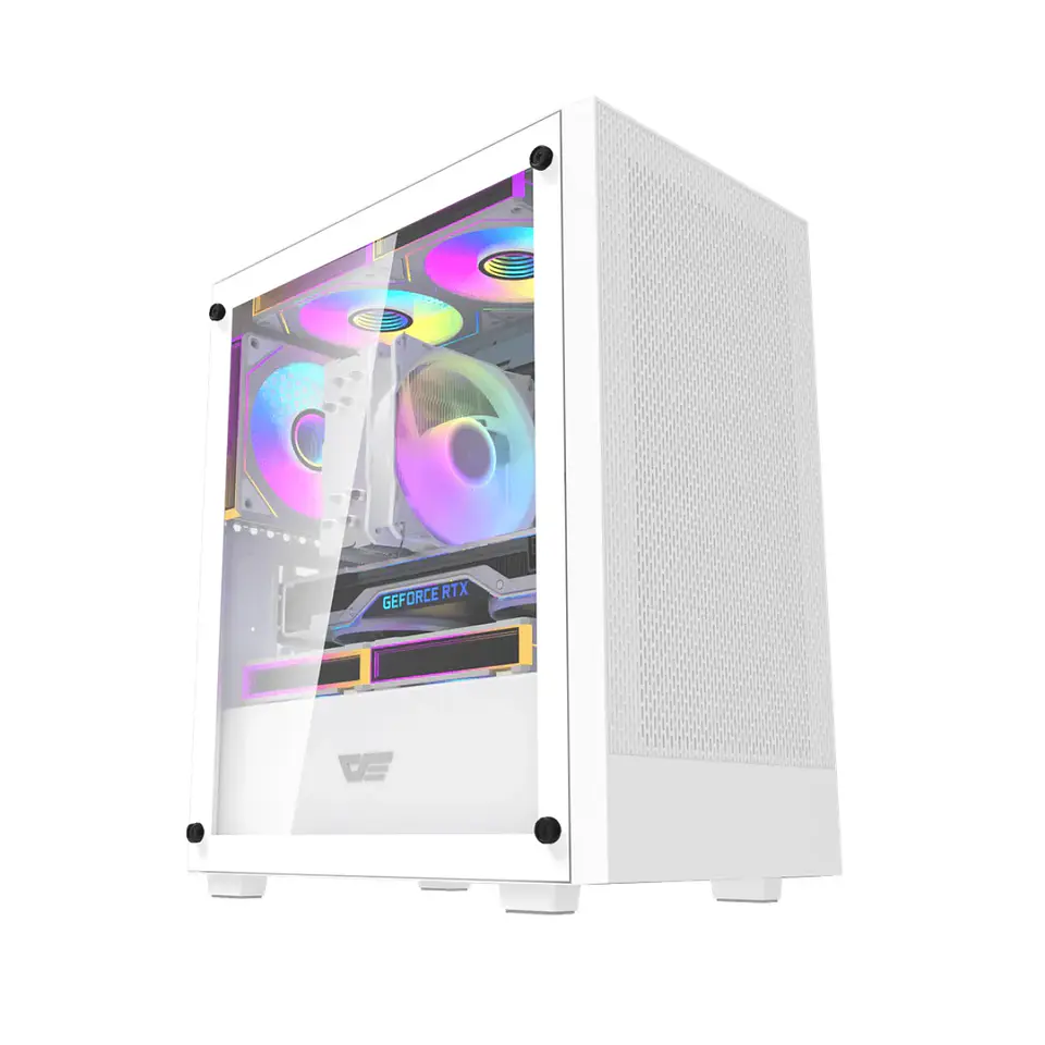 Gabinete Gamer Darkflash M305 Panel Vidrio 3Fan ARGB mATX White 1