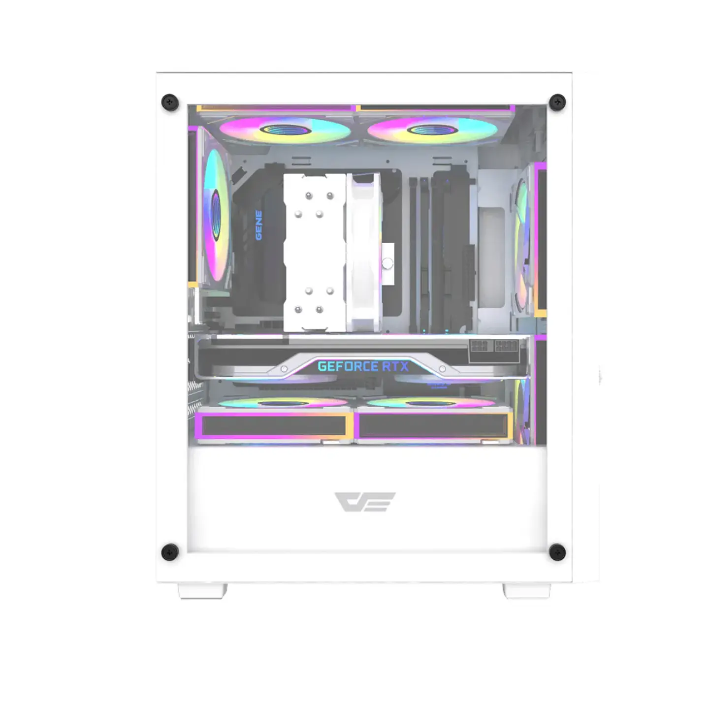 Gabinete Gamer Darkflash M305 Panel Vidrio 3Fan ARGB mATX White 6