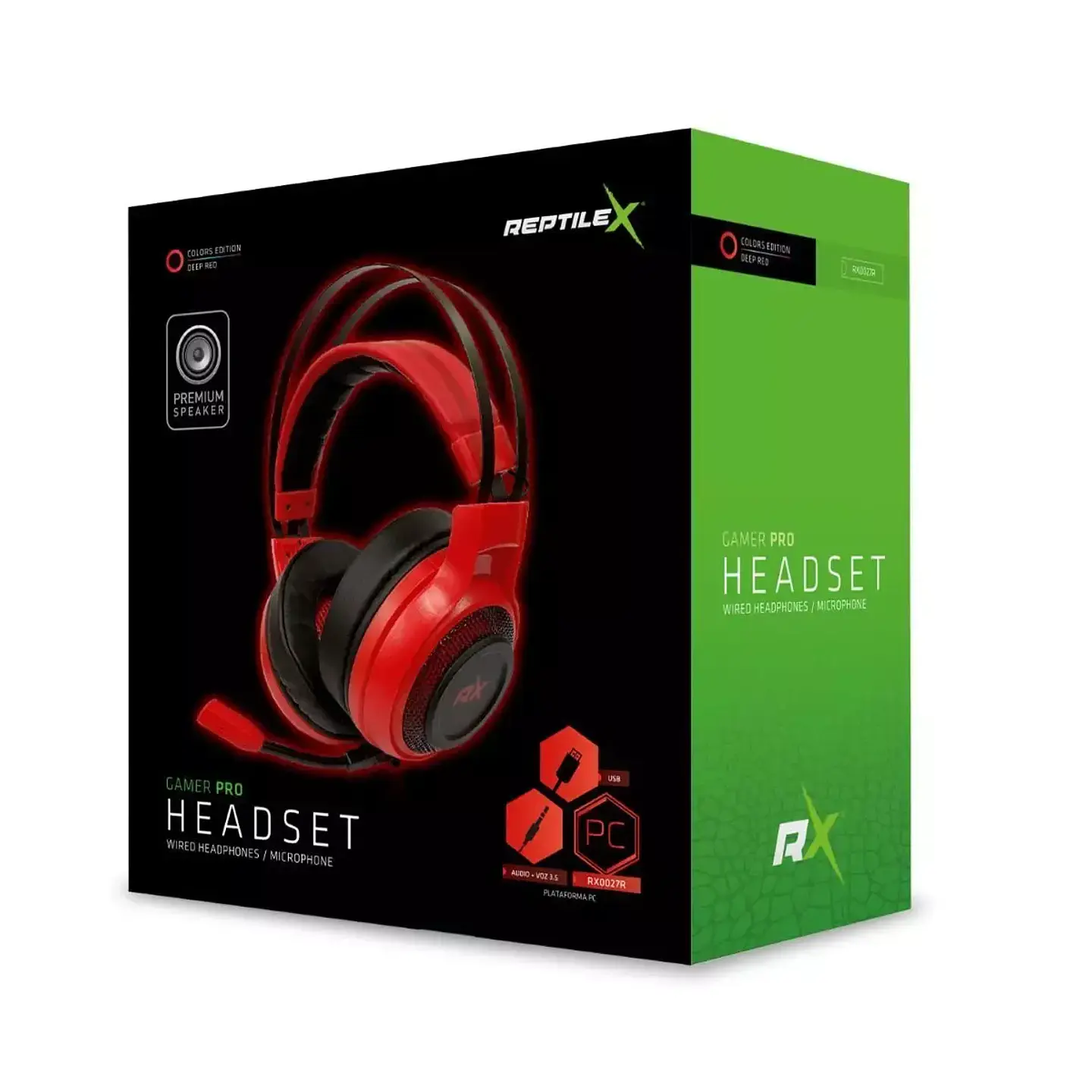 Audífonos Gamer Pc y Consola ReptileX RX0027R Mic, USB, Rojo 3