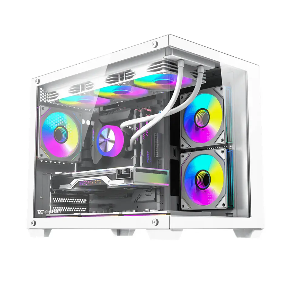 Gabinete Gamer Darkflash B275 Pro Vidrio 6Fan ARGB mATX White 1