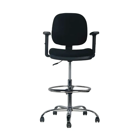 Silla Escritorio Cajero Alta Vanto Flex Negro con Brazos 2D Apoya Pies