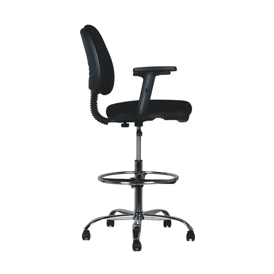 Silla Escritorio Cajero Alta Vanto Flex Negro con Brazos 2D Apoya Pies 2