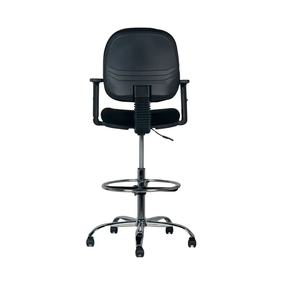 Silla Escritorio Cajero Alta Vanto Flex Negro con Brazos 2D Apoya Pies 3