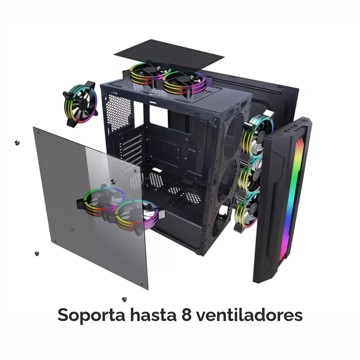 Gabinete Fantech Strike CG72 RGB, ATX, 3.0 USB - Negro 4