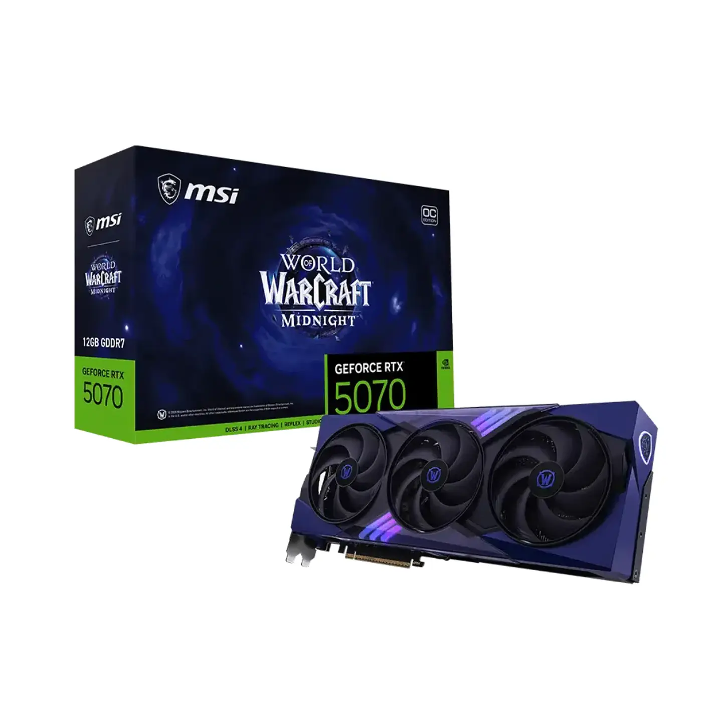 Tarjeta de Video MSI RTX 5070 12G World of Warcraft Midnight Void Edition OC 1