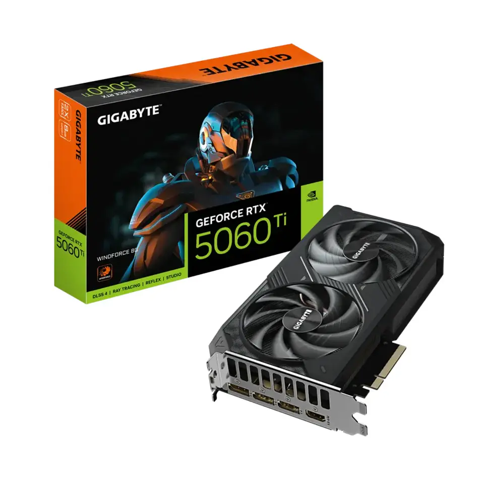 Tarjeta de Video Gigabyte RTX 5060 Ti WINDFORCE 8G GDDR7 PciE-5 1