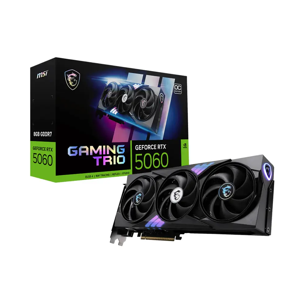Tarjeta de Video MSI RTX 5060 8G GAMING TRIO OC PciE-5 GDDR7 1