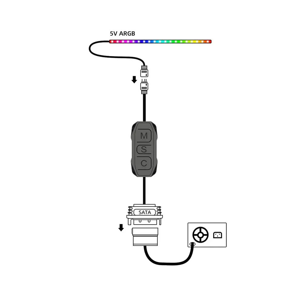 Controlador ARGB para Ventiladores PC, 3 Pines 5V Conexión SATA 3
