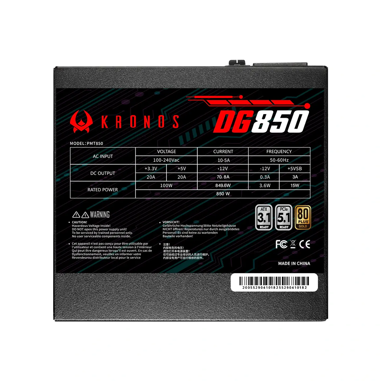 Fuente de Poder Kronos DG850 850W 80+ Gold ATX Full Modular 8