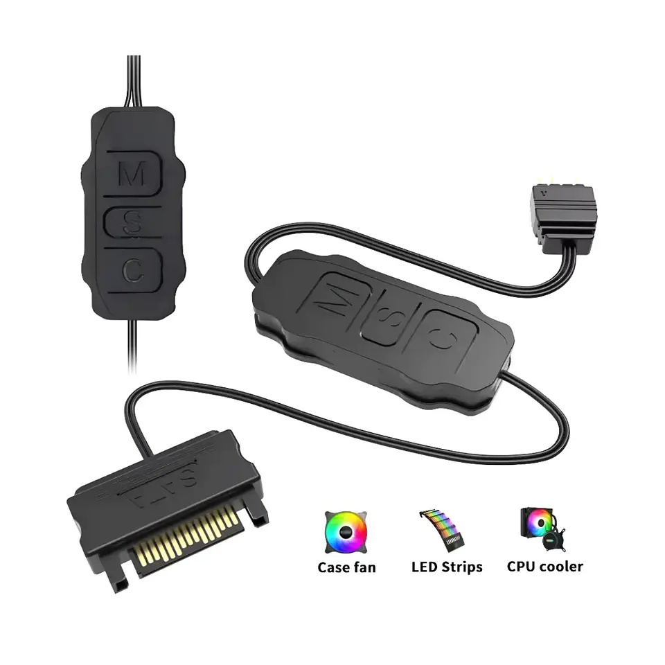 Controlador ARGB para Ventiladores PC, 3 Pines 5V Conexión SATA 4