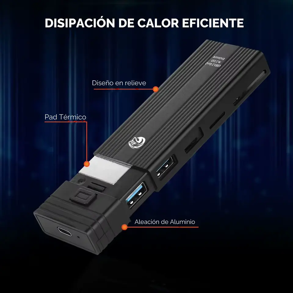 Cofre SSD Kingspec COF222, M.2/SATA/USB 10Gbps + Hub Usb/Tf/Sd 3