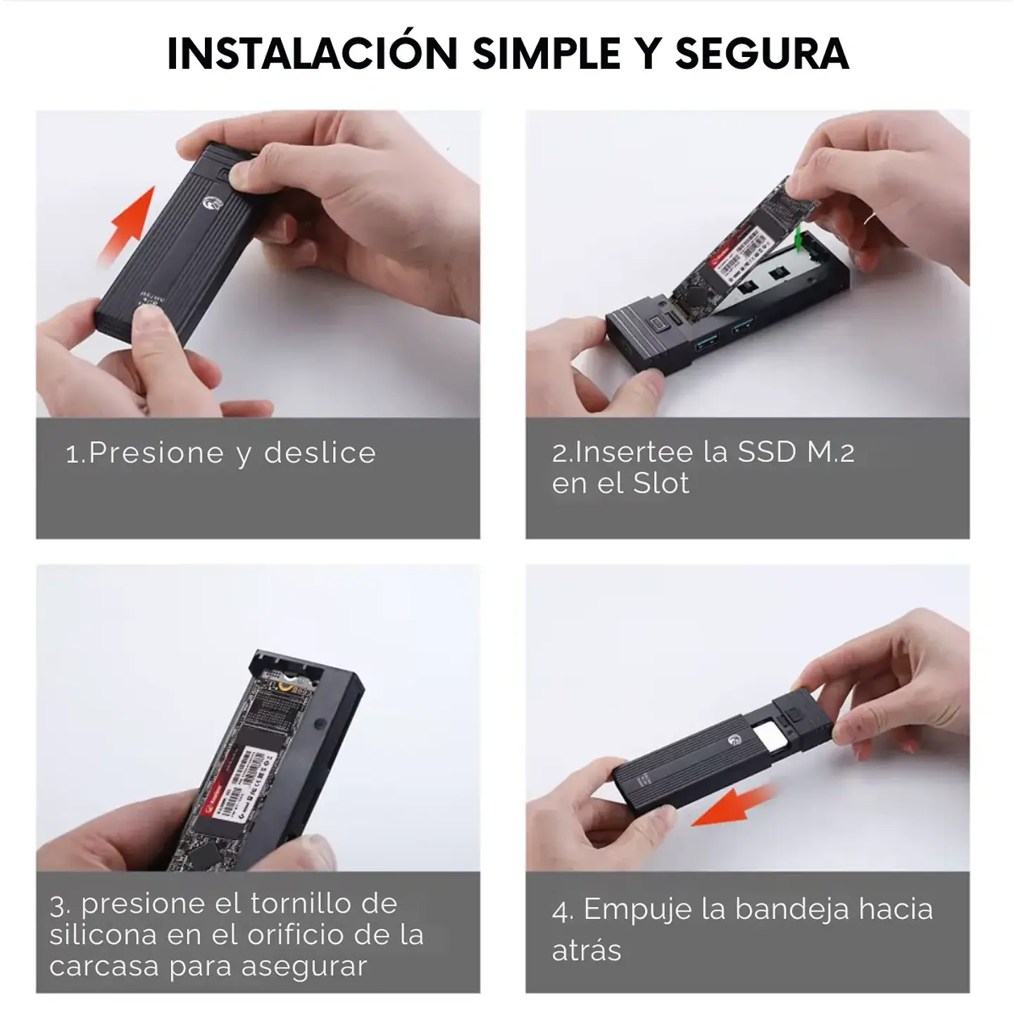 Cofre SSD Kingspec COF222, M.2/SATA/USB 10Gbps + Hub Usb/Tf/Sd 4