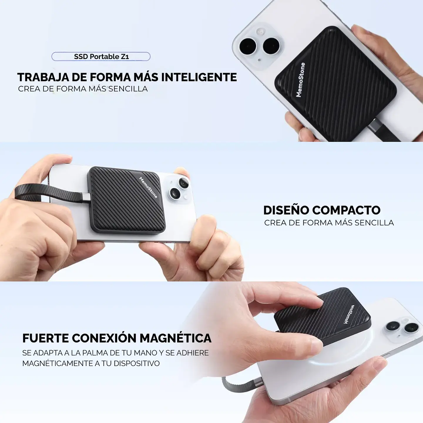 Disco SSD Portátil Kingspec Memo Stone z1 1TB USB-C  10Gbps 4