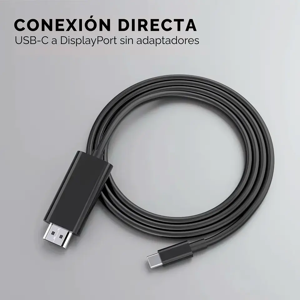 Cable USB Tipo C a DisplayPort 1.4 4K 60Hz 1.8 Mts Win/Mac 2